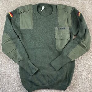 Vintage German Military Army Sweater Wool Blend Olive Green Klier Tactical